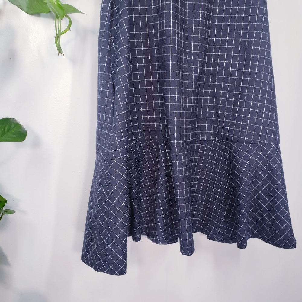 Mint! BLUSH NOIR Navy Grid A-Line Dress M - Picture 7 of 10
